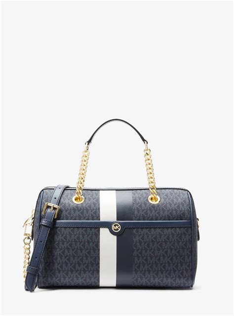 Blaire Medium Logo Stripe Satchel – Michael Kors 